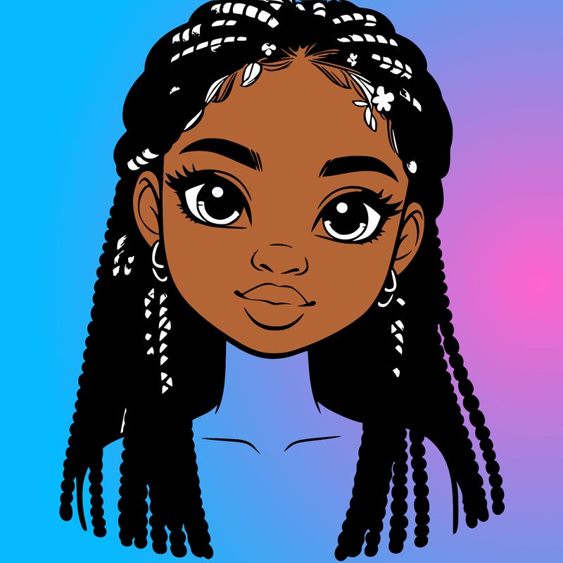 a realistic black girl with braids