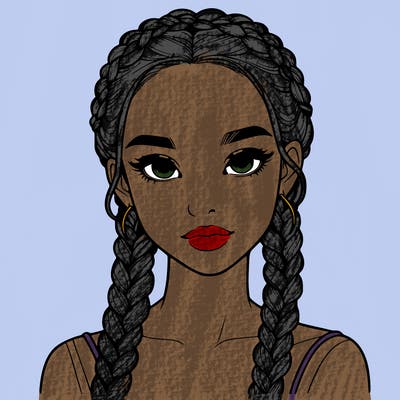 realistic girl with braids