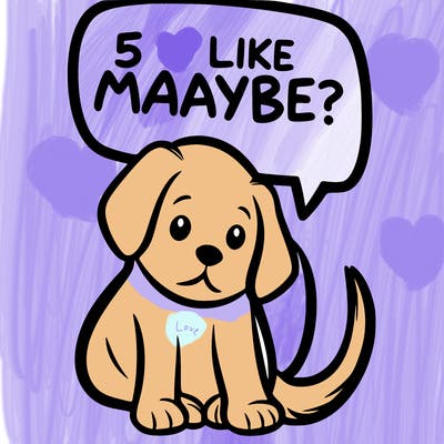 a puppy that says 5 like maybe