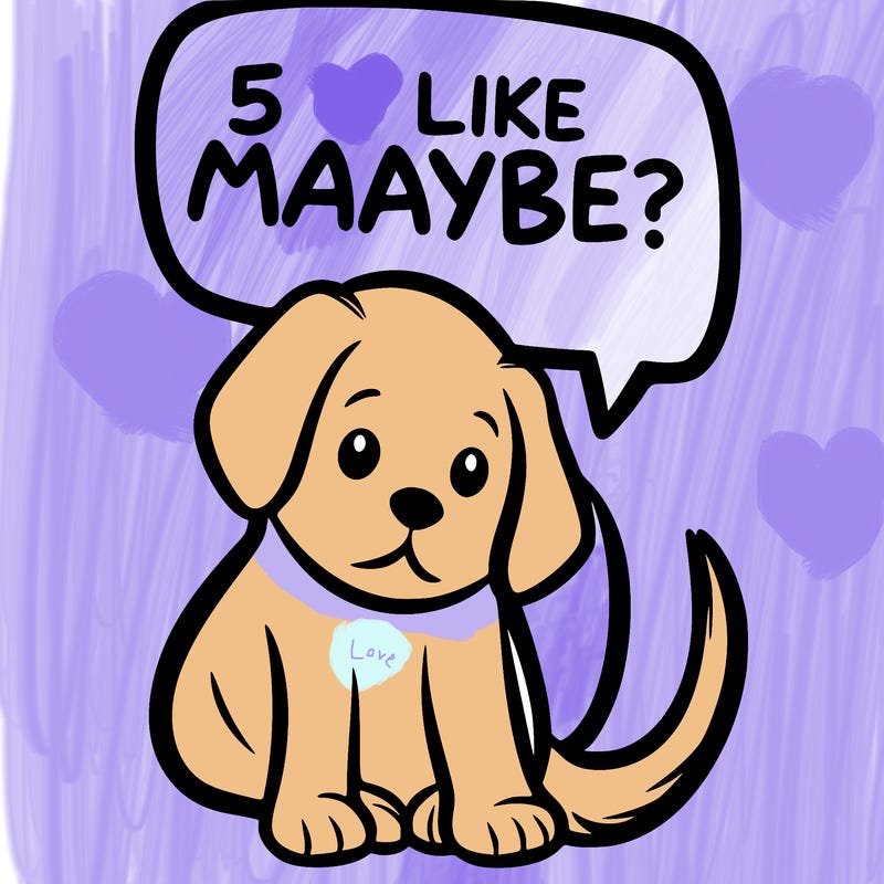 a puppy that says 5 like maybe