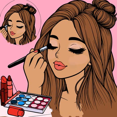realistic girl doing makeup