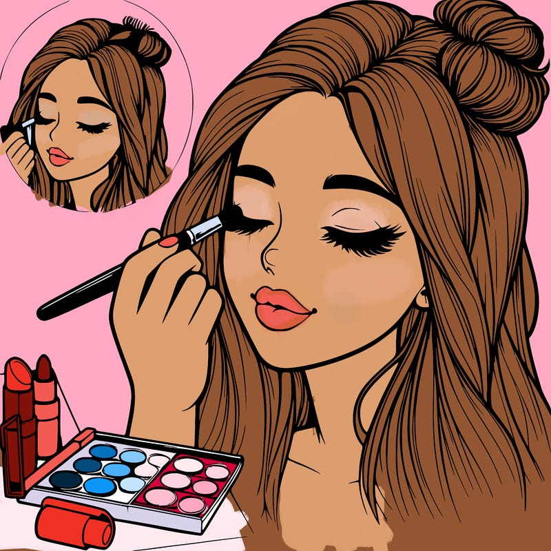 realistic girl doing makeup