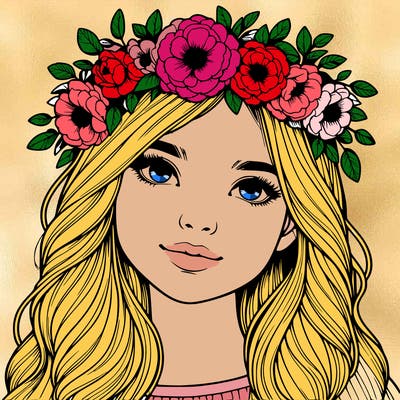 realistic girl with flower crown