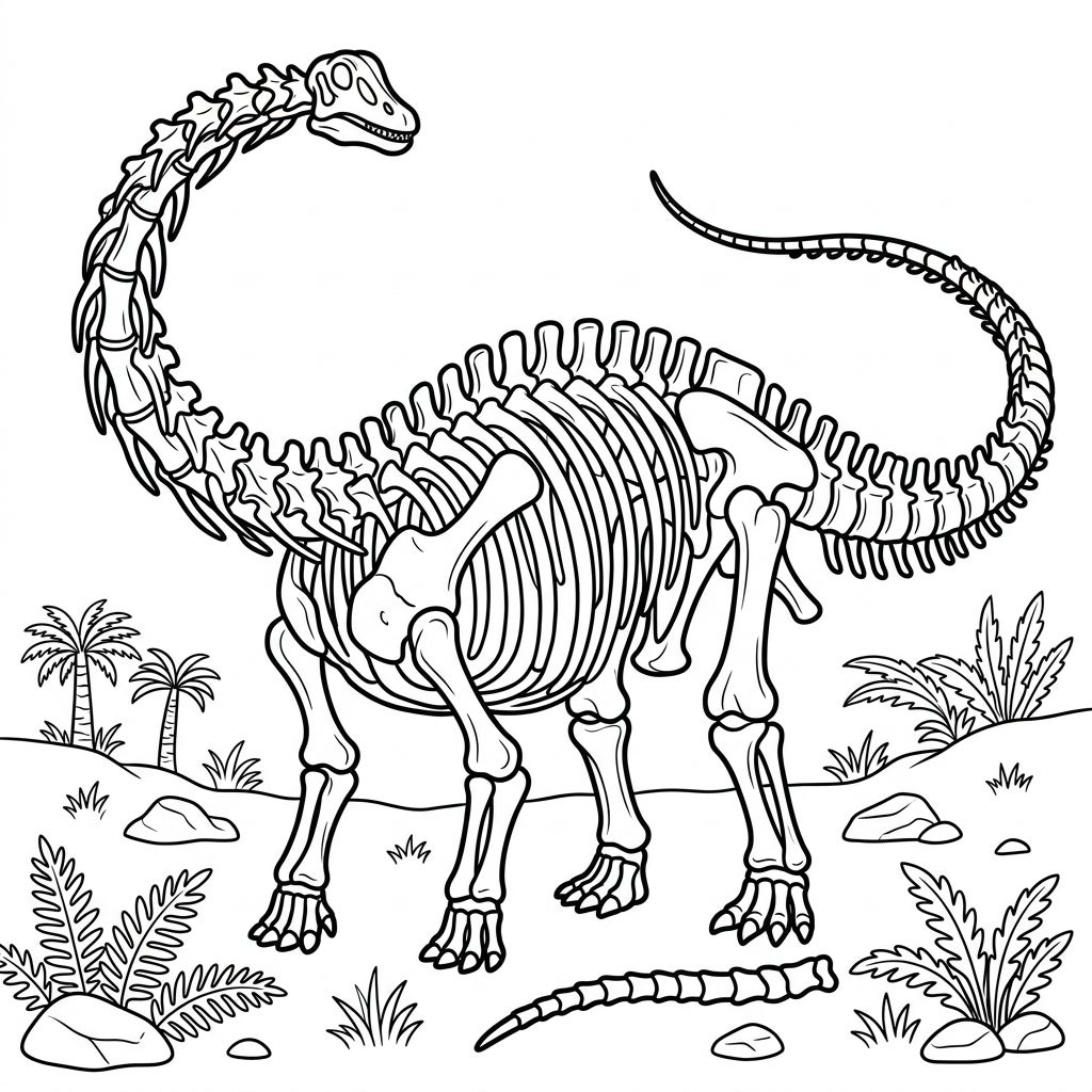 Diplodocus Skeletons Coloring Page for Kids — Color Pop