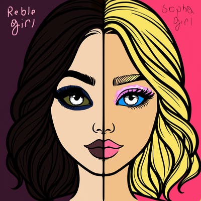 realistic girl split half