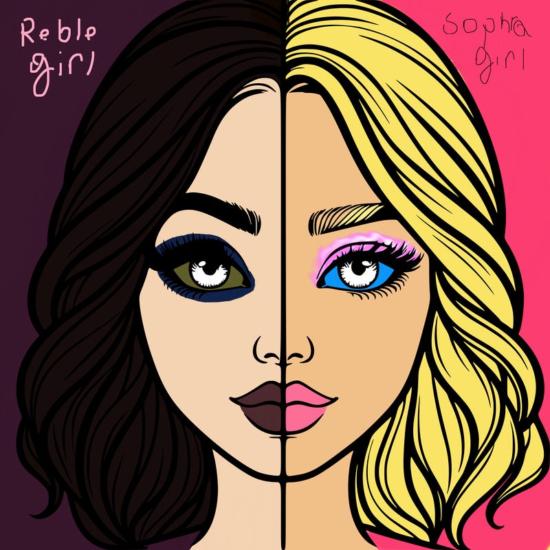 realistic girl split half