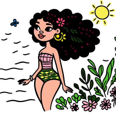 african woman in a swimsuit