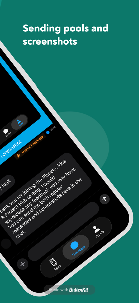 TesterBuddy app chat interface showing real-time feedback and screenshot sharing between developers and beta testers.