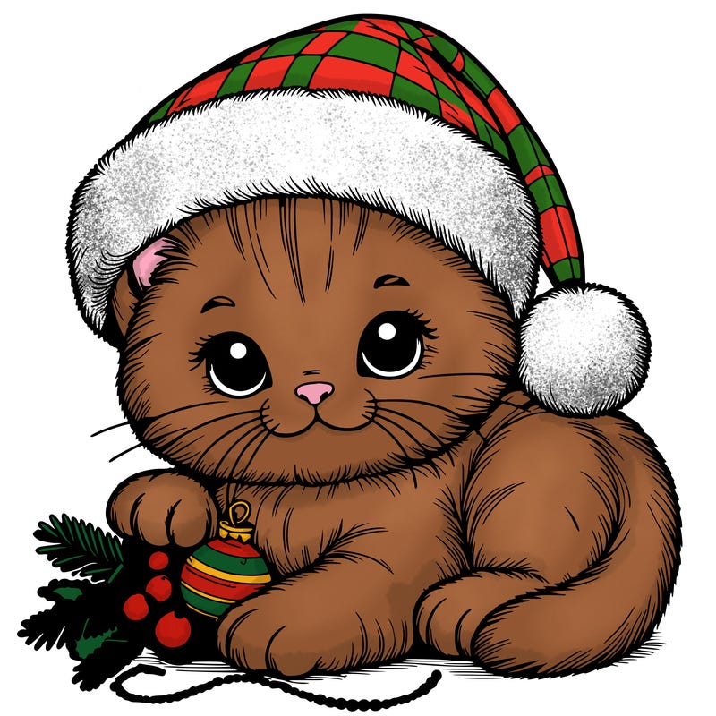 realistic christmas kitten