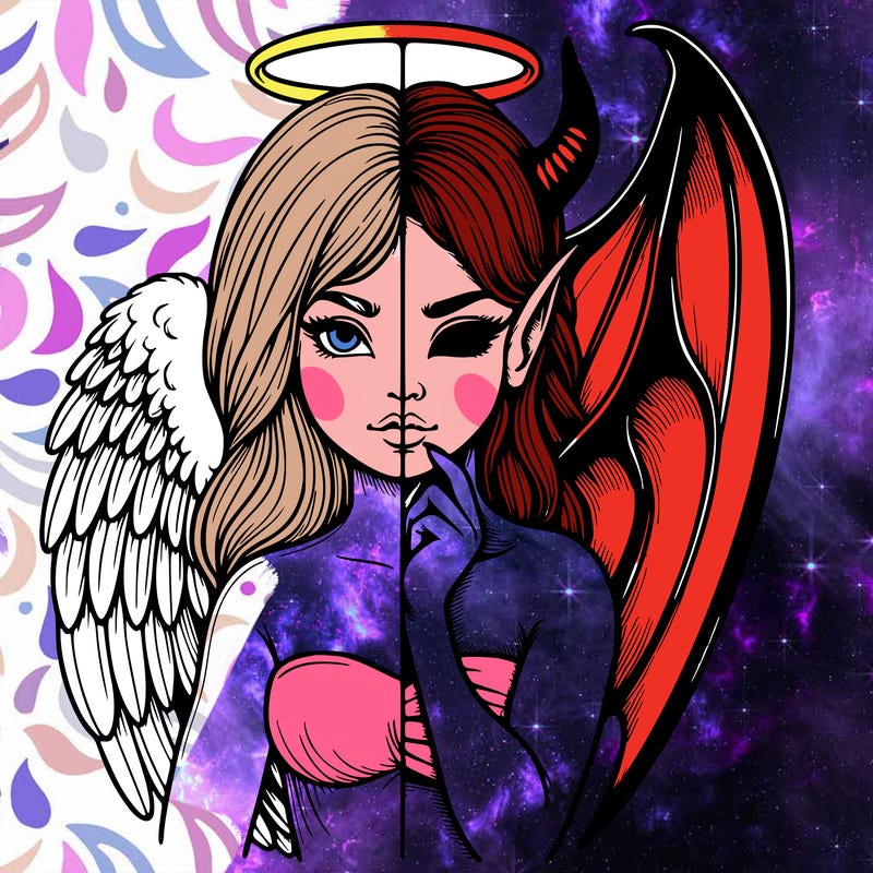 realistic angel half demon