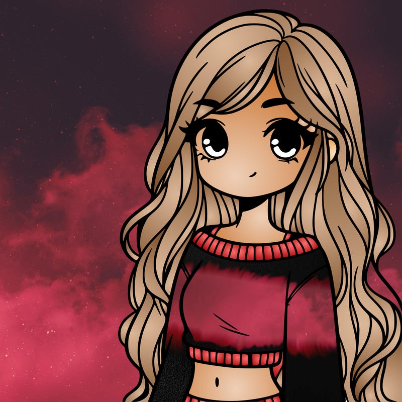 girl with long hair and a crop top with a sweater