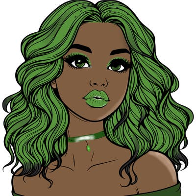 realistic girl with wavy hair and lips