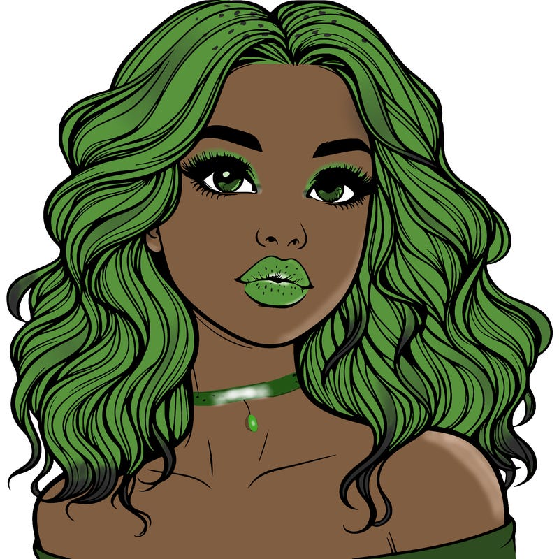 realistic girl with wavy hair and lips