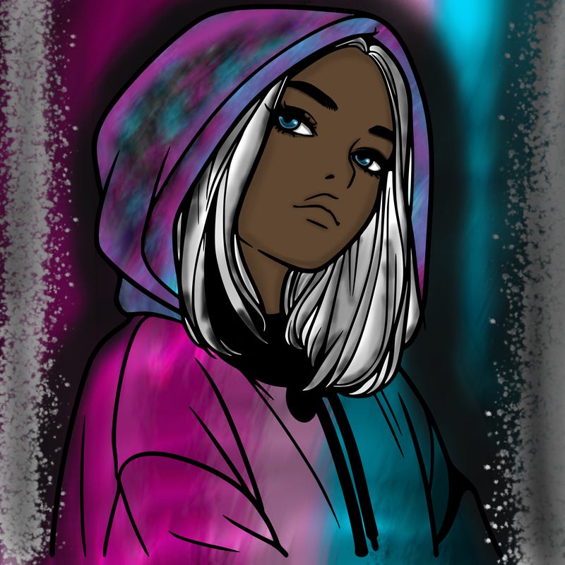 a realistic girl in a hoodie