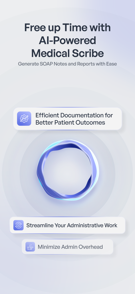 Medtalk: AI Medical Scribe - Aplicación Medtalk AI medical scribe que destaca la simplificación de la documentación clínica y la generación de notas SOAP