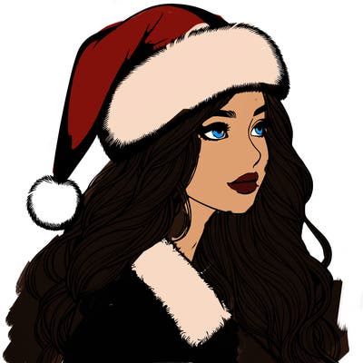 realistic girl in santa hat