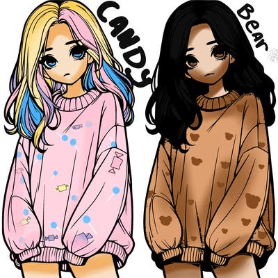 realistic girl with baggy sweater