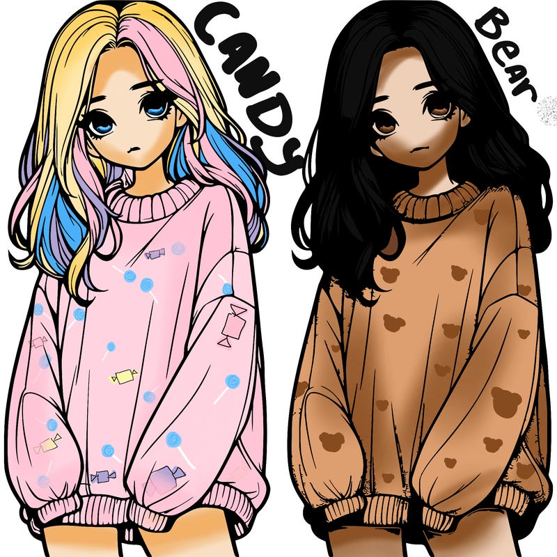 realistic girl with baggy sweater