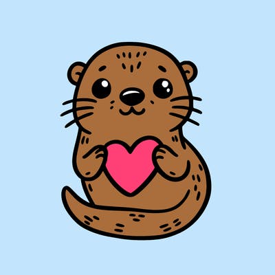otter with a heart