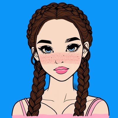 realistic girl with braids