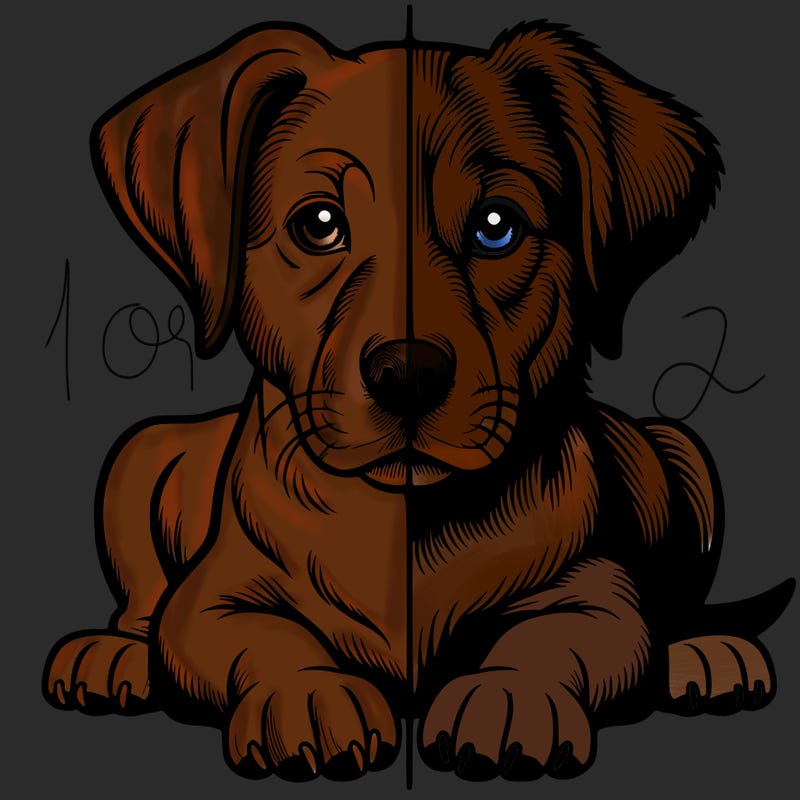 realistic dog split picture