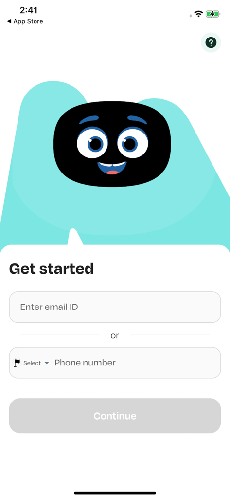 Miko app registration screen with email and phone number input fields