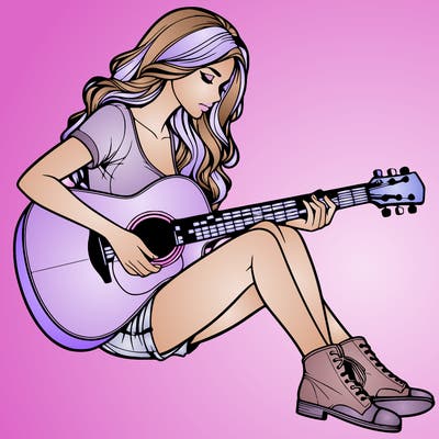 realistic woman play guitar