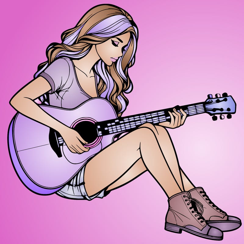 realistic woman play guitar