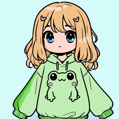 girl wearing frogging sweatshirt