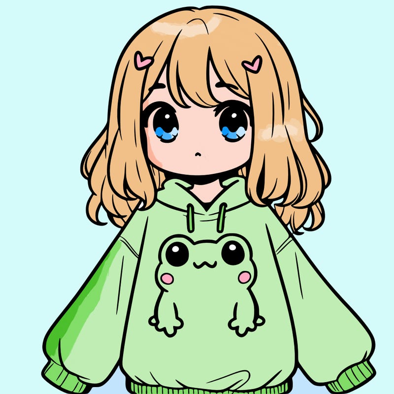 girl wearing frogging sweatshirt