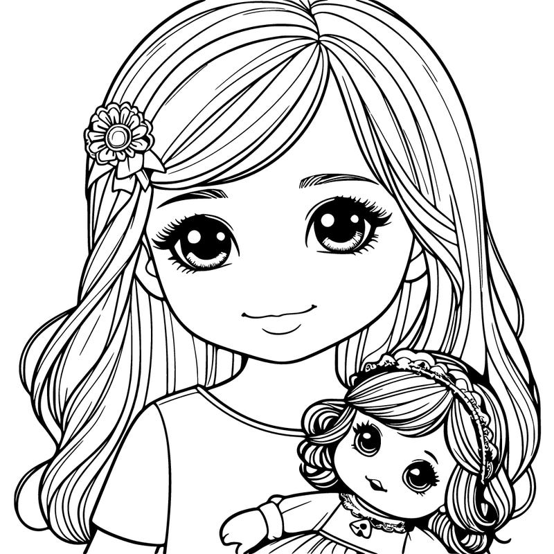 realistic girl with a doll