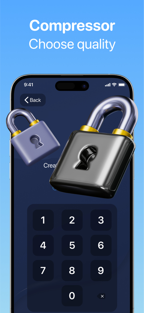 NebulaSpeed - Stellar Cleanup - Secure passcode lock screen interface with silver and purple padlocks on a smartphone