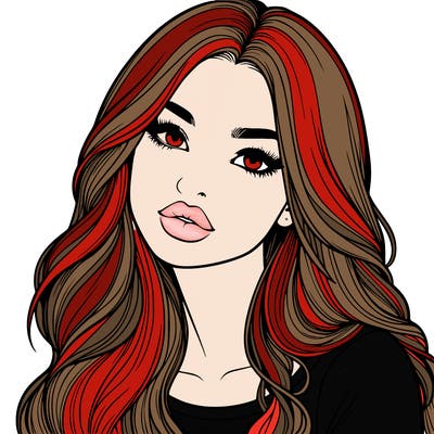 realistic girl with hair on her hair and lips