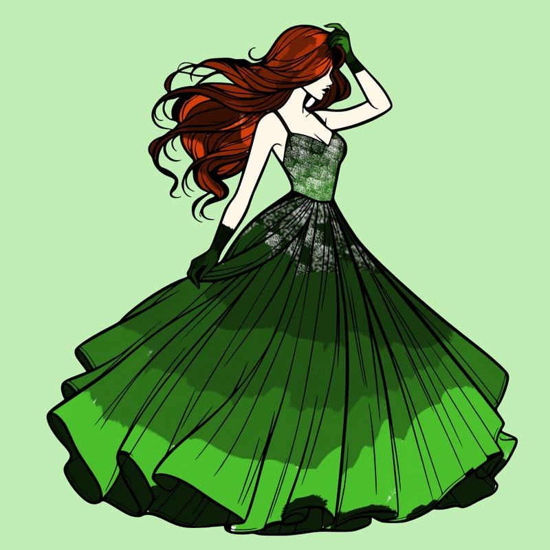 realistic woman with dress flowing in the wind