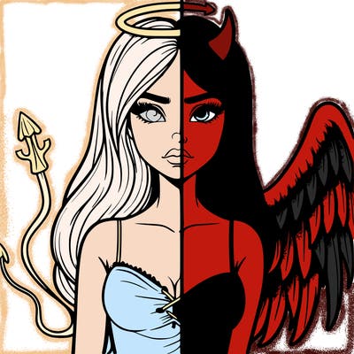 devil vs angel realistic girl