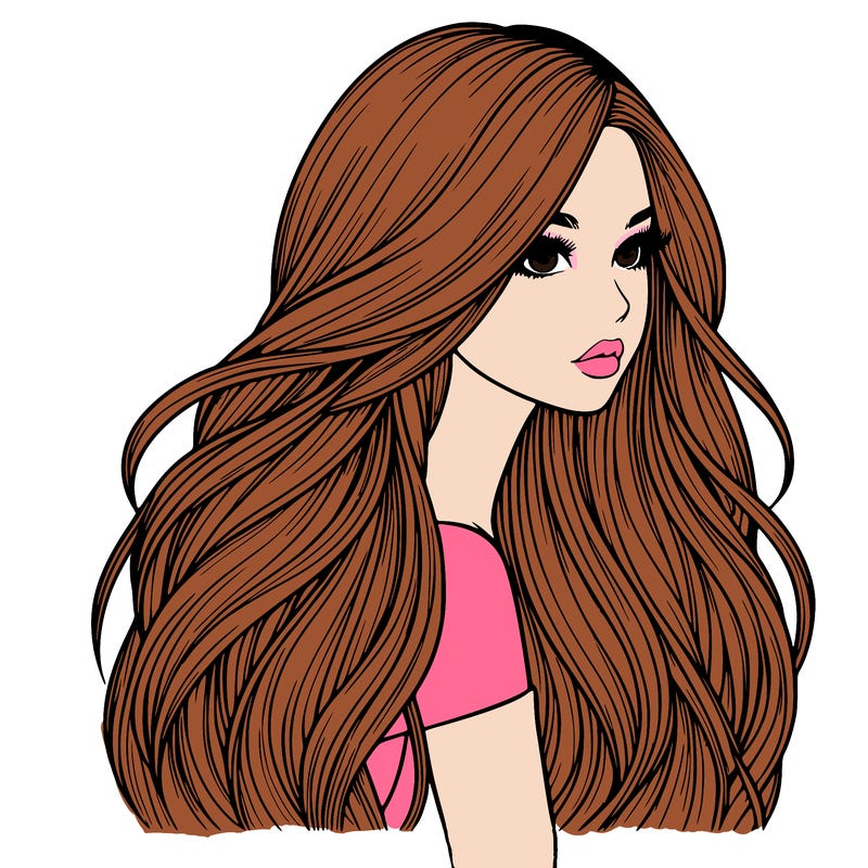 realistic girl with long realistic hair