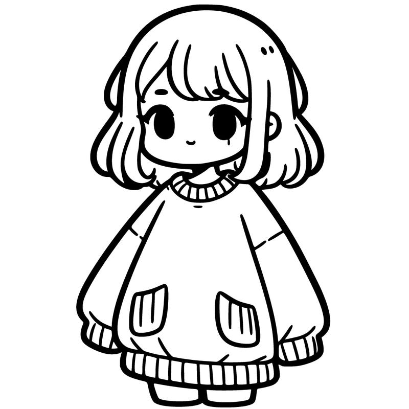 girl with a baggy sweater