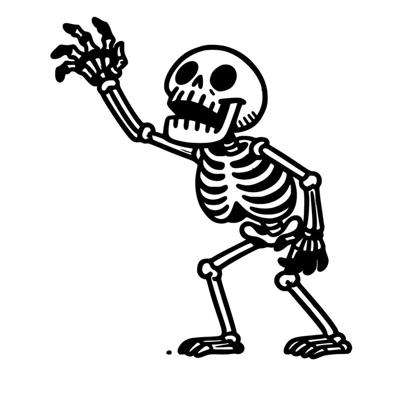 skeleton reaching upward