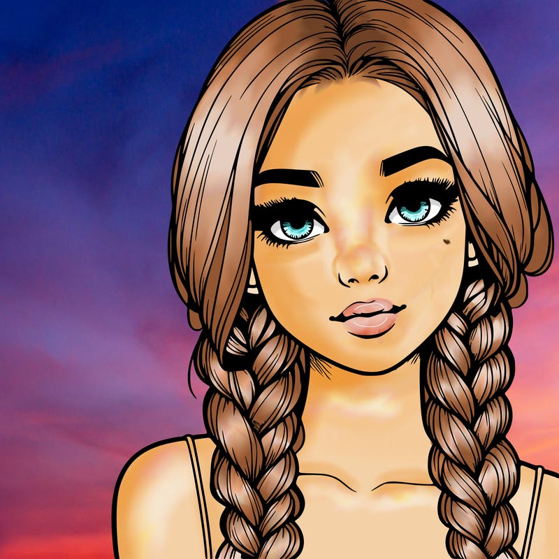 realistic girl with braids