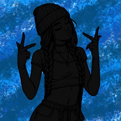 realistic teenage girl with braids and a beanie and crop top doing 🫶🏼