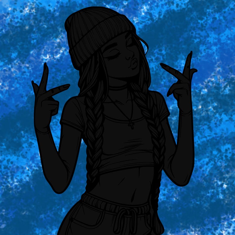 realistic teenage girl with braids and a beanie and crop top doing 🫶🏼