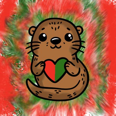 otter with a heart