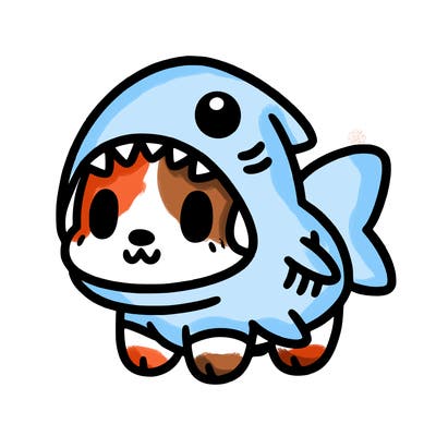 cute dog wearing a shark costume