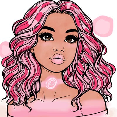 realistic girl with wavy hair and lips