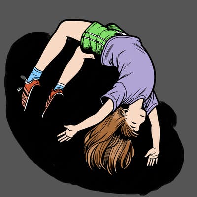realistic girl doing a backflip