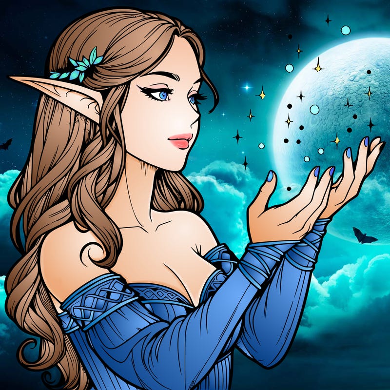 realistic elf girl doing magic