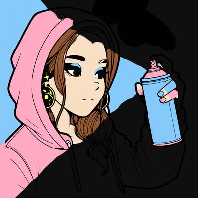a realistic girl, spray painting