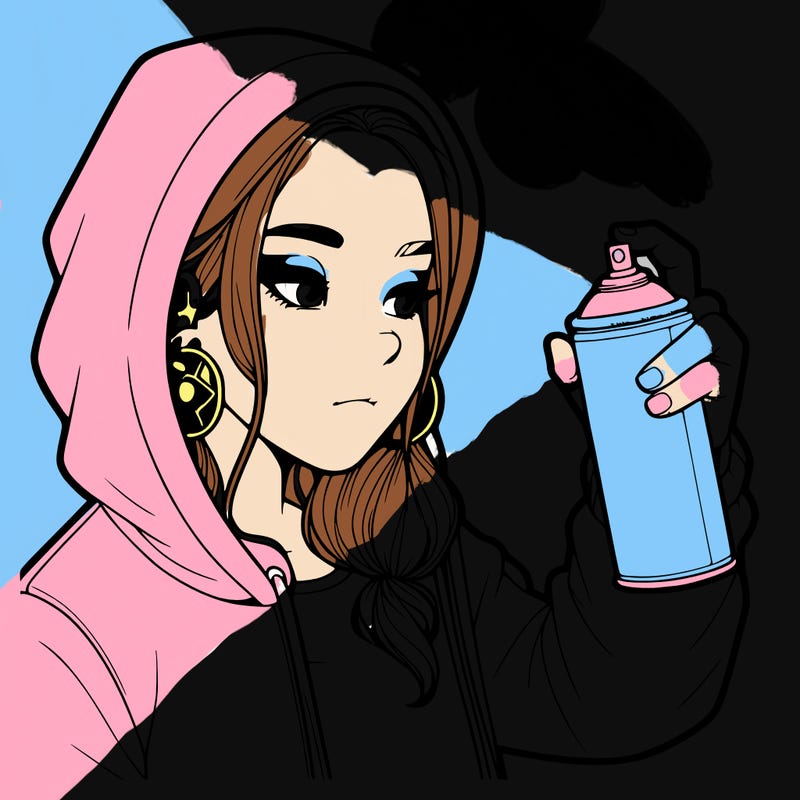 a realistic girl, spray painting