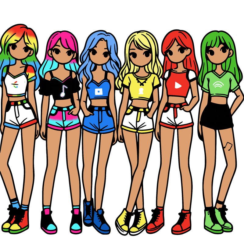 a group of girls wearing crop tops and shorts