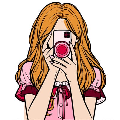 a realistic girl holding her phone taking pictures